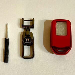 Honda Logo fob Keychain in Black & fob cover in Red NWT